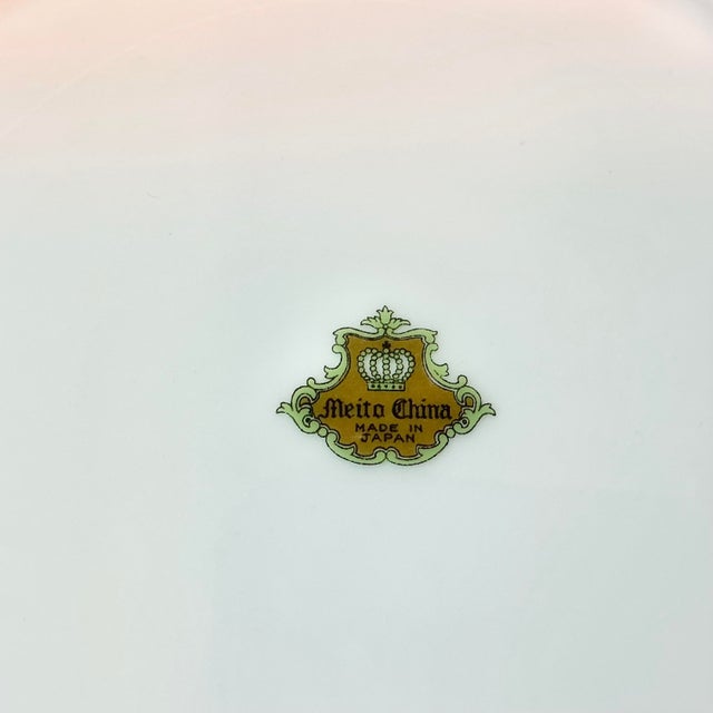 1950s Vintage Boho Chic Japanese Eclectic Victorian China Luncheon Plates - Set of 4, Meito China For Sale - Image 11 of 11