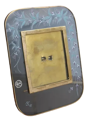 Picture Frame in Decorated Crystal and Brass, Italy, 1970s