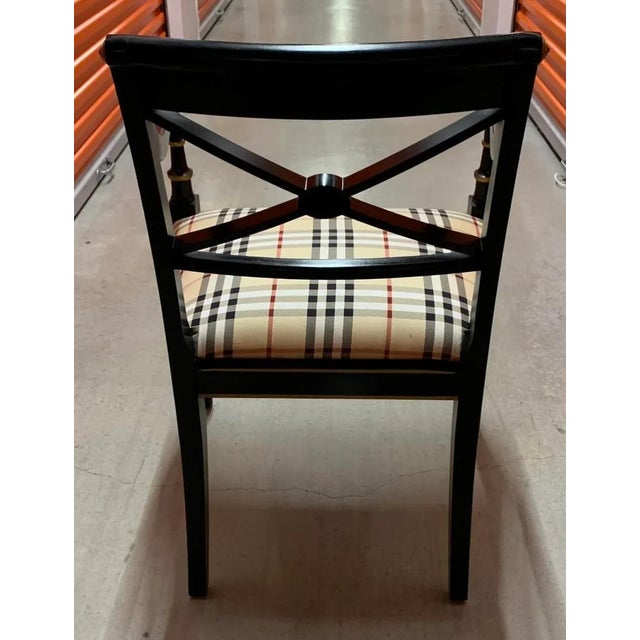 Kindel Furniture Kindel Regency Black Arm Chair, Newly Reupholstered For Sale - Image 4 of 7