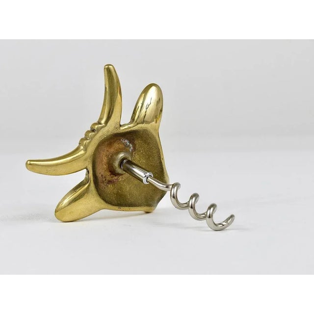 Cow Brass Cork Screw Bottle Opener by Walter Bosse for Herta Baller, Austria, 1950s For Sale - Image 4 of 6