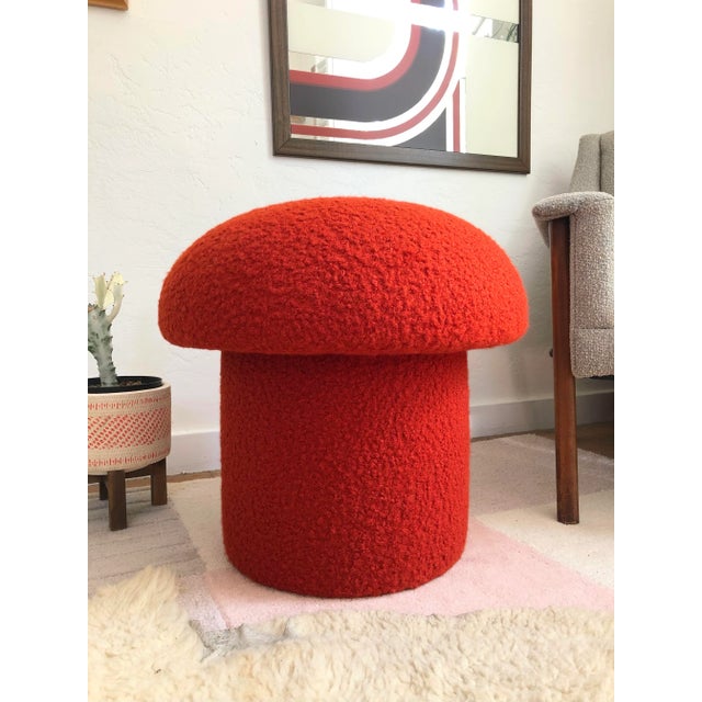 Persimmon Boucle Mushroom Ottoman For Sale - Image 10 of 12