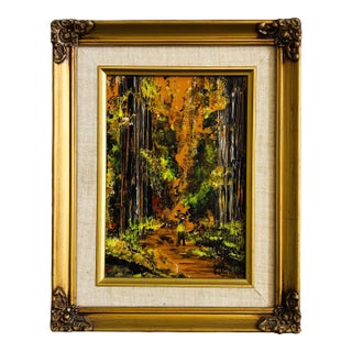 Vintage Forest Oil Painting by Patricia Burke For Sale