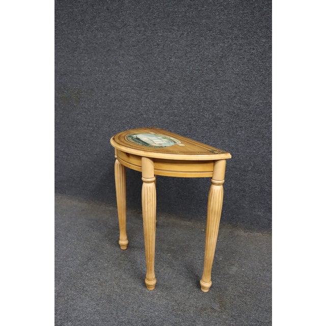 Wood Paint Decorated Pine Demi-Lune Console Table With Ship Motif For Sale - Image 7 of 12