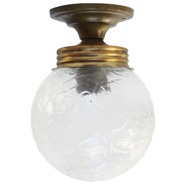 Gold British Clear Reeded Glass Flush Mount Ceiling Lamp For Sale - Image 8 of 8