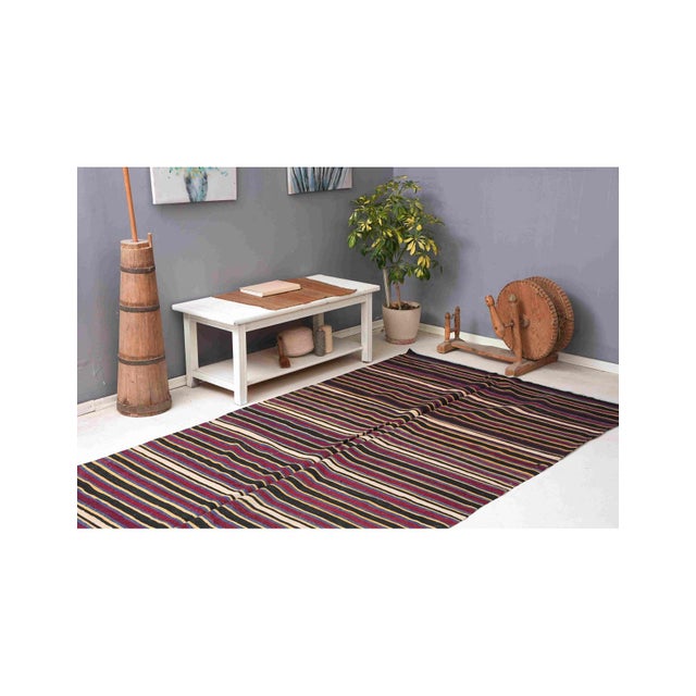 Striped Vintage Turkish Kilim Rug - 5`4" X 11`5" For Sale In Los Angeles - Image 6 of 6