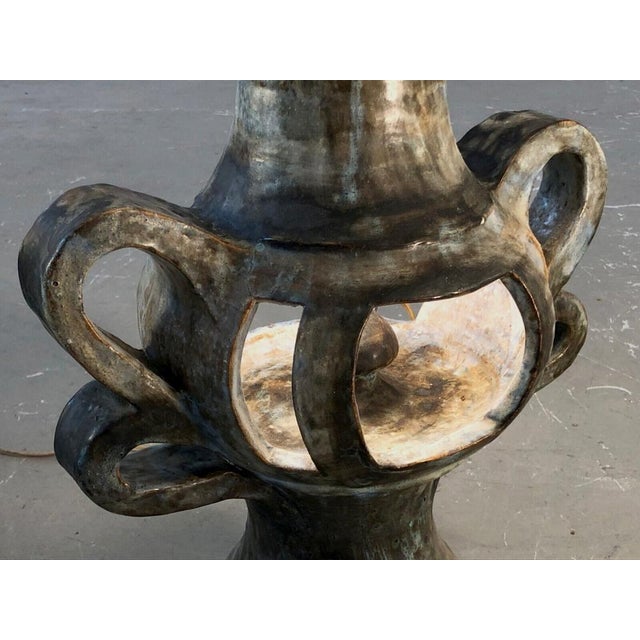 Large Brutalist Ceramic Table Lamp from Vallauris, 1950s For Sale - Image 4 of 18