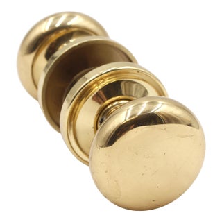 Vintage 2.25 In. Classic Polished Brass Door Knob Set For Sale