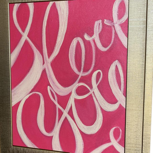 Modern I Love You Calligraphy Painting – Original Romantic Red Wall Art – Hand Painted Love Script Art – Framed Canvas Artwork by Tatiana Duperault For Sale - Image 3 of 4