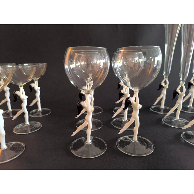 Liqueur and Wine and Champagne Glasses from Lauscha, 1940s, Set of 18 For Sale - Image 11 of 15
