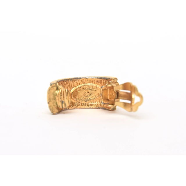 Vintage Chanel Quilted Gold Plated Door Knocker Clip on Earrings 80's - 2 Pieces For Sale - Image 12 of 12