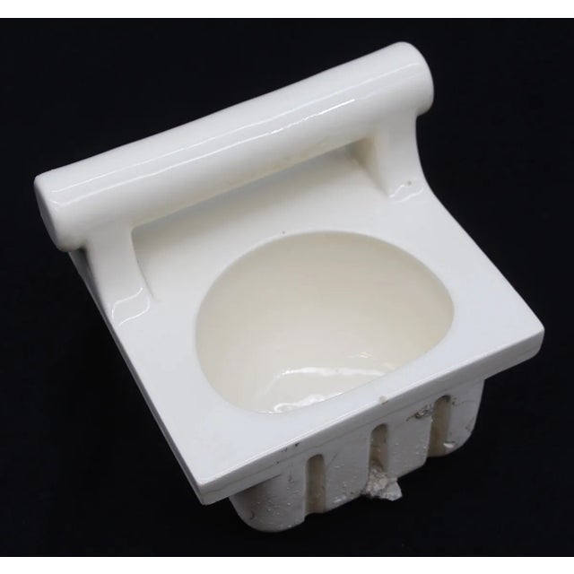 Mid 20th Century Vintage White Ceramic Bathtub Soap Dish With Handle For Sale - Image 5 of 9