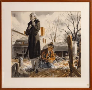 Nicholas Riley A Man's Mother, Saturday Evening Post Original Watercolor Illustration 1940 1940