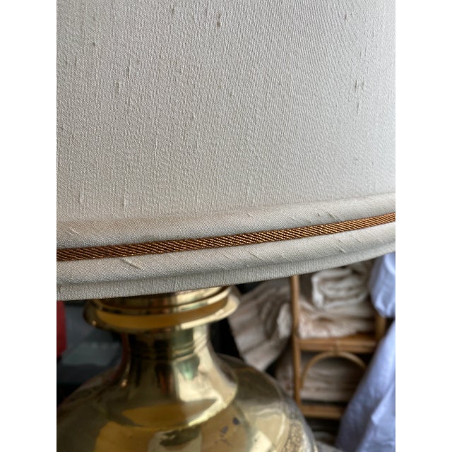 Mid Century Marbro Etched Brass Lamp For Sale In New York - Image 6 of 10