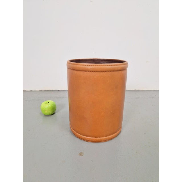 Leather Wastebasket, Denmark, 1960s For Sale - Image 6 of 8