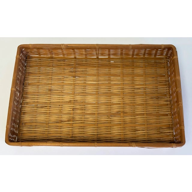 Vintage Woven Wicker Basket Tray For Sale - Image 4 of 8