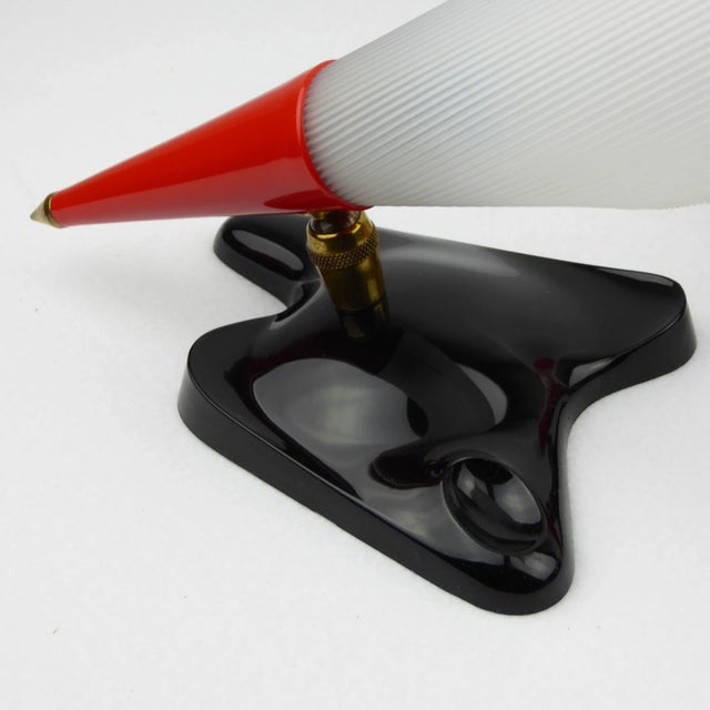 Mid-Century Red and Black Acrylic Glass Cone Wall Lamps, 1960s, Set of 2 For Sale - Image 4 of 13