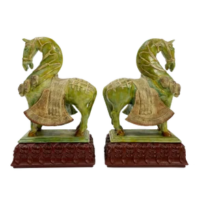 Vintage Chinoiserie Style Decorative Imperial Tang Dynasty Horses, a Pair