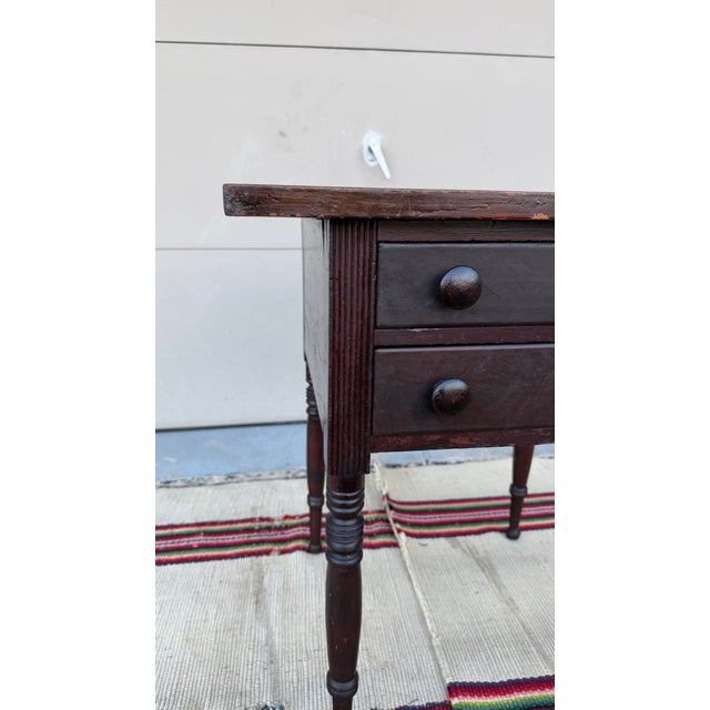 A Fine Antique Pennsylvania Country Sheraton 2 Drawer Side Table, Circa 1820's For Sale - Image 10 of 12