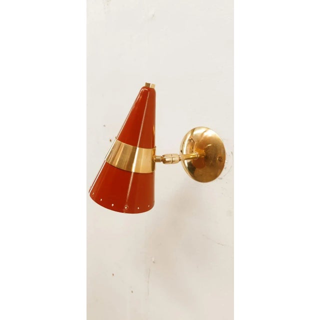 Red & Gold Adjustable Cone Sconce For Sale - Image 5 of 8