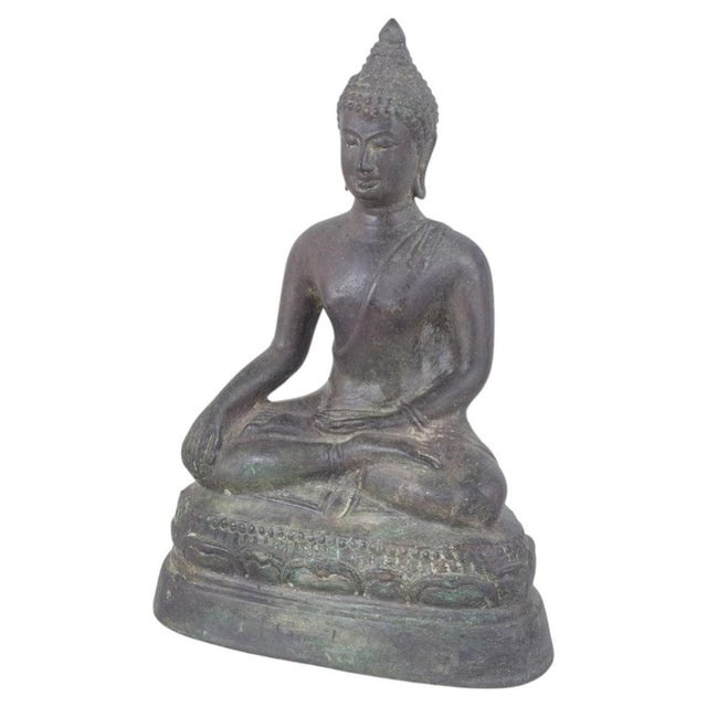 19th Century Seated Buddha Figure in Bronze with Classical Meditative Pose For Sale - Image 5 of 5