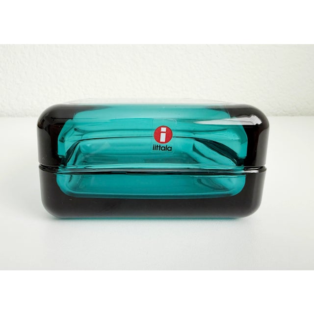 Contemporary Iittala Vitriini Large Blue Glass Box, Discontinued For Sale - Image 3 of 7