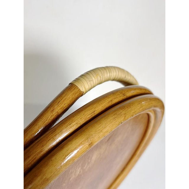 Gold Vintage Wicker and Rattan Tray, France, 1960s For Sale - Image 8 of 13