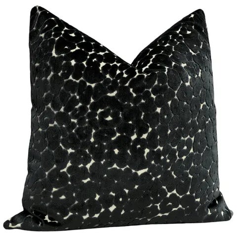 Contemporary 22" Noir Leopard Cut Velvet Pillows - a Pair For Sale - Image 3 of 5