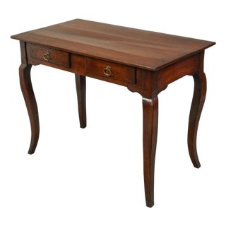 French Louis XV Style 19th Century Walnut Desk with Drawers and Cabriole Legs For Sale