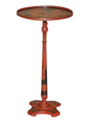 Antique Chinese Chinoiserie Lacquered & Hand Painted Side Table