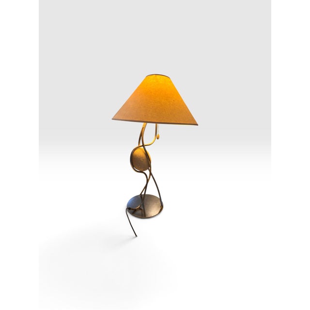 Metal 1990s Festa & Co. Glen Ellen California Sculptural Steel & Stone Table Lamp For Sale - Image 7 of 8