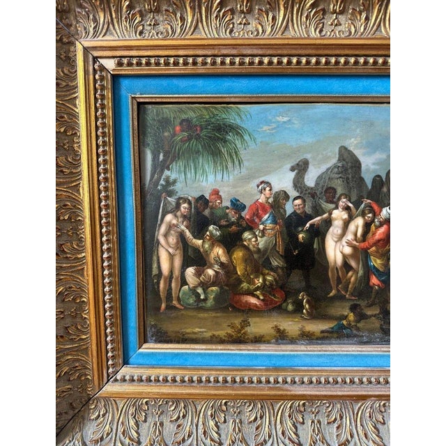 J. Muller, The Slave Market, 19th Century, Oil Painting on Copper Plate For Sale - Image 4 of 9