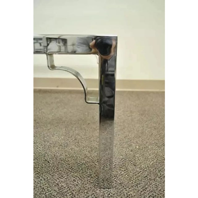 Mid Century Modern Chrome X-Frame Glass Top Hollywood Regency Coffee Table For Sale - Image 9 of 10