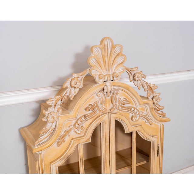 1970s 1970s Italian Style Carved 2 Door Hanging Wall Cabinet For Sale - Image 5 of 17