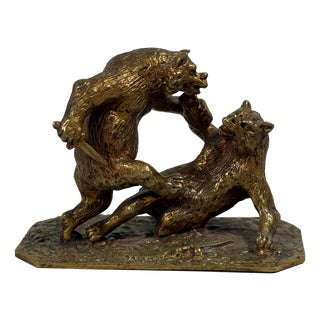 Christophe Fratin, The Bear Fight, 19th Century, Bronze For Sale