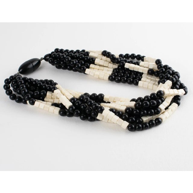 Angela Caputi Black and White Resin Multi-Strand Necklace For Sale In Atlanta - Image 6 of 10