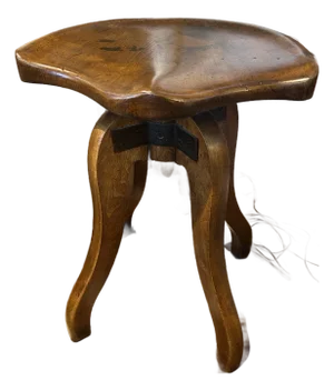 French Wooden Swivel Stool With Tractor Style Seat