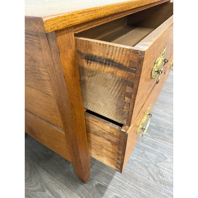 Antique Victorian Solid Golden Oak Two Drawer Chest For Sale - Image 10 of 13