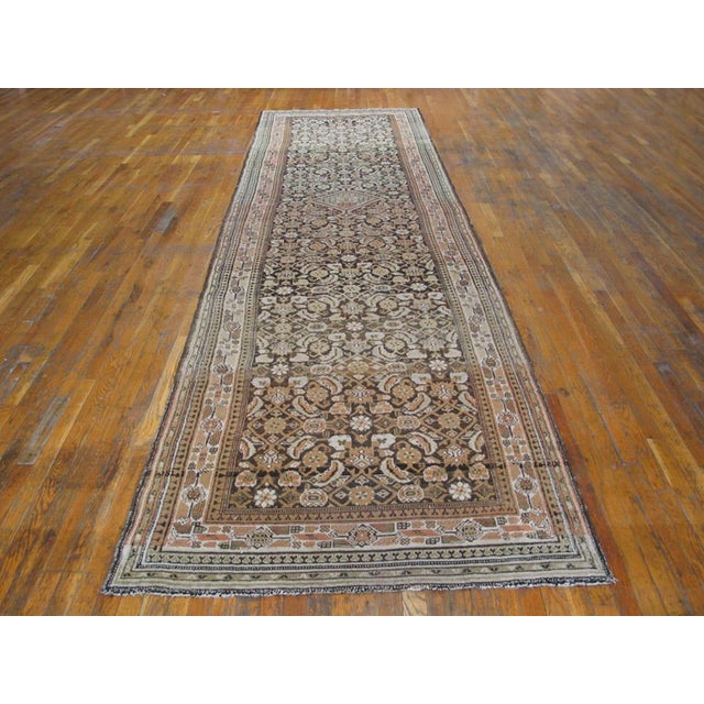 Antique Persian Malayer rug, size: 4'3" x 16'0". Hallway Runner Rugs (4.03ft x 16ft), Country of Origin: Iran / Persia,...