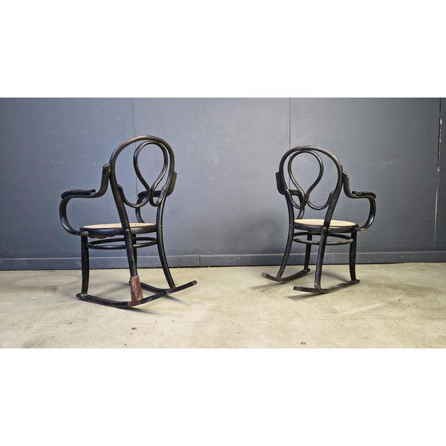 Art Nouveau Rocking Chairs, 1900s, Set of 2 For Sale - Image 6 of 11