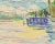 Mid-Century Swedish Folk Art Oil Pastel Drawing of Stockholm City Hall in Sky Blue, Pink, Purple, Teal, Green For Sale - Image 16 of 18