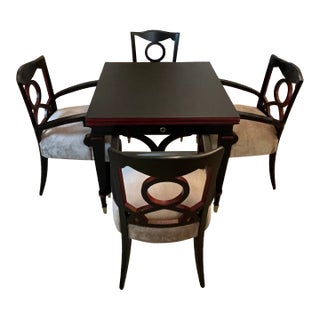 Italian Dining Armchairs (Set of 4) With Extendable Game Table, 1960s For Sale