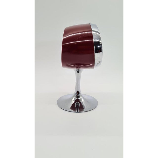Metal Space Age Alarm Clock in Burgundy Plastic and Chrome-Plated Metal, 1970s For Sale - Image 7 of 14