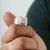 Modernist Heavy Sterling Silver Unisex Wide Band Ring With Round Pavé Moissanite Size 8 For Sale - Image 10 of 15