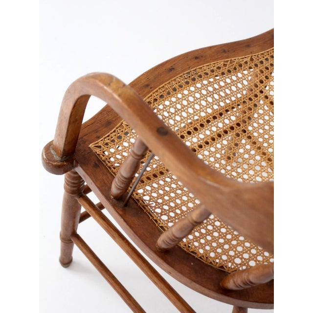 Antique Cane Seat Captain's Chair For Sale - Image 4 of 15
