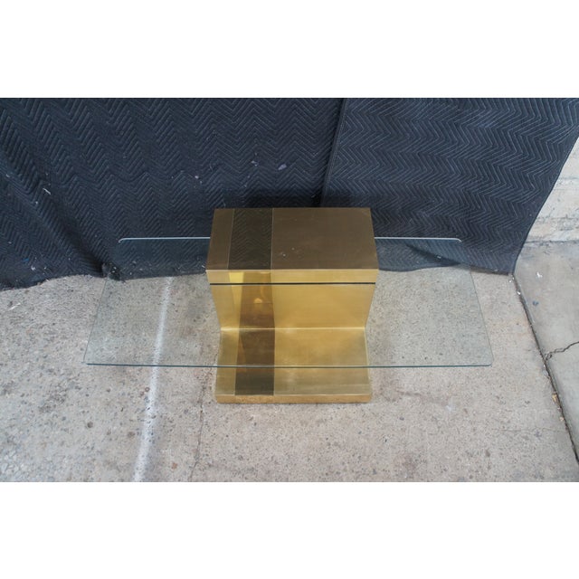 Metal Cityscape Mid Century Modern Cantilever Floating Gold Coffee Table Attributed to Paul Evans For Sale - Image 7 of 12
