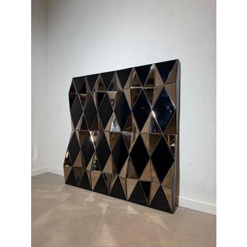 Glass Large Sculptural Geometric Faceted Mirror Panel Prism Mirror For Sale - Image 7 of 7