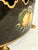 Maison Lancel Vintage French Black Tole Cachepot With Hand-Painted Fruit and Gilt Scalloped Rim Lion Head Ring Handles For Sale - Image 14 of 17