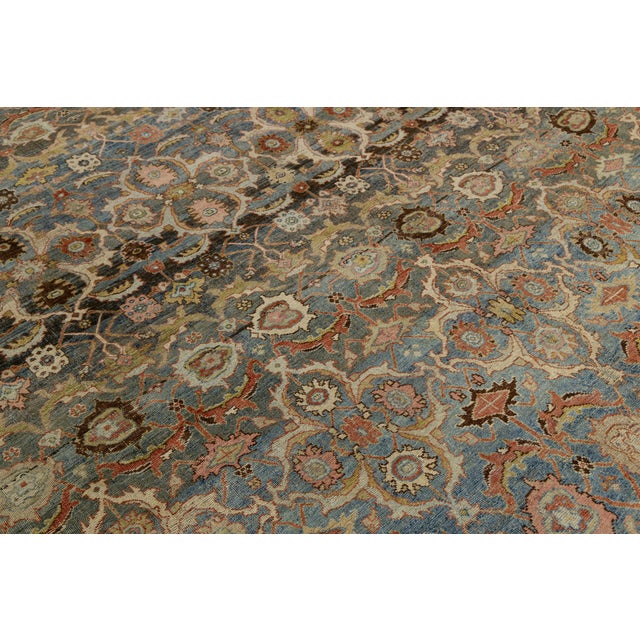 Cream One of the Kind 19th Century Antique Bidjar Rug With All-Over Herati Pattern For Sale - Image 8 of 12