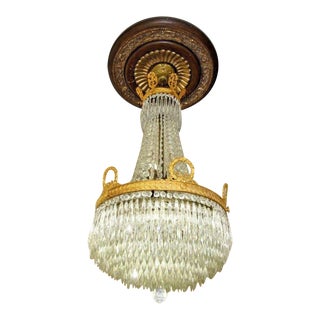 Antique 19thc French Empire [Attributed To] Baccarat - Gilt Bronze - Crystal Chandelier For Sale