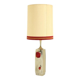 Mid-Century Modern Art Nouveau Revival Style Cast Metal Base Table Lamp For Sale